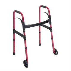 Aluminum alloy disabled walking frame height adjustable walker double paddle intelligent folding