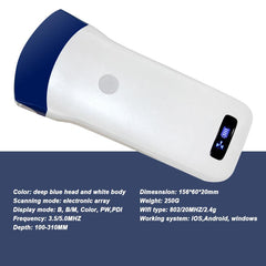 Wireless Portable Ultrasound Scanner - Color Doppler Convex Probe, Clear Imaging, 128 Elements and WiFi Connectivity
