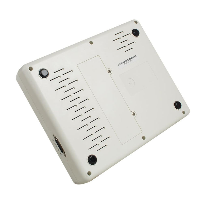3-channel portable ECG machine with 7-inch touch screen LCD equipped with 2-lead electrodes and universal voltage compatibility