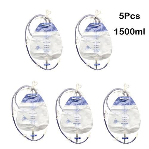 5-Pack Disposable Drainage Bag Catheter Collection Set Volume 1500 mL