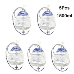 5-Pack Disposable Drainage Bag Catheter Collection Set Volume 1500 mL