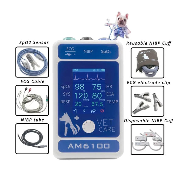 Am6100 veterinary monitor accessories can process animal vital signs