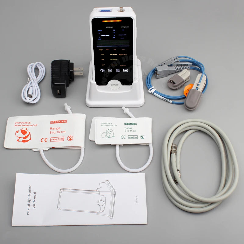 Veterinary monitoring blood pressure monitor handheld non-invasive blood pressure blood oxygen saturation body temperature function