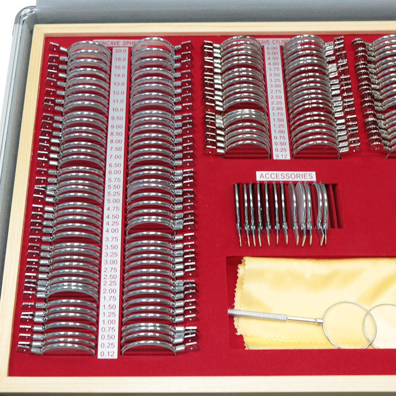 266-piece optical trial lens set in aluminum case with dustproof and lockable case Silver version