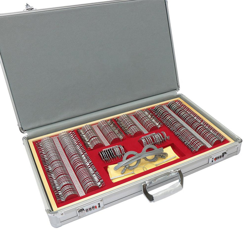 266-piece optical trial lens set in aluminum case with dustproof and lockable case Silver version