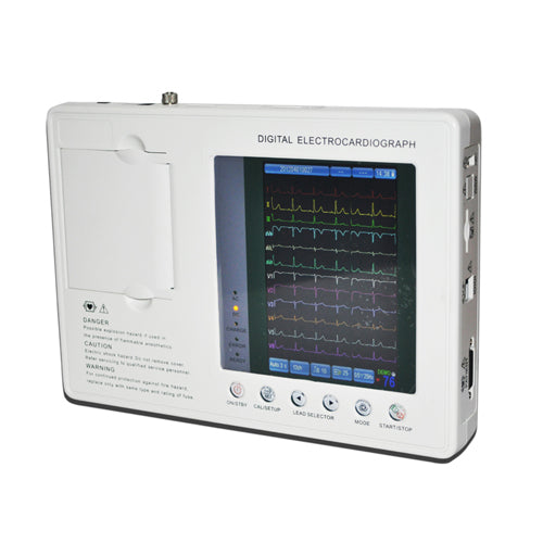 7-inch color LCD portable digital 3-channel 12-lead electrocardiograph
