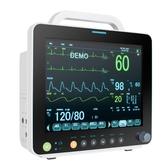 Portable Multi-parameter 12 Inch Vital Sign Patient Monitor ECG NIBP RESP TEMP SPO2 PR