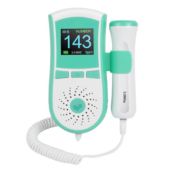 Portable color LCD display fetal heart monitor probe dual interface display