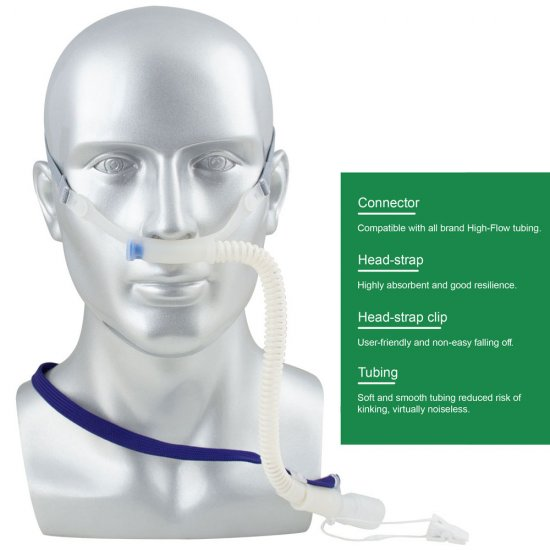 High Flow CPAP Humidifier Oxygen Nasal Cannula With Flexible Head Strap