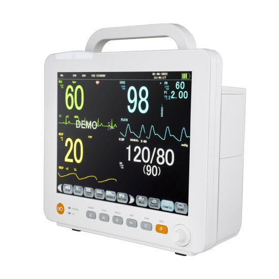 Portable Multi-parameter 12 Inch Touch Screen Modular Plug-in Patient Monitor With ECG NIBP RESP TEMP SPO2 PR
