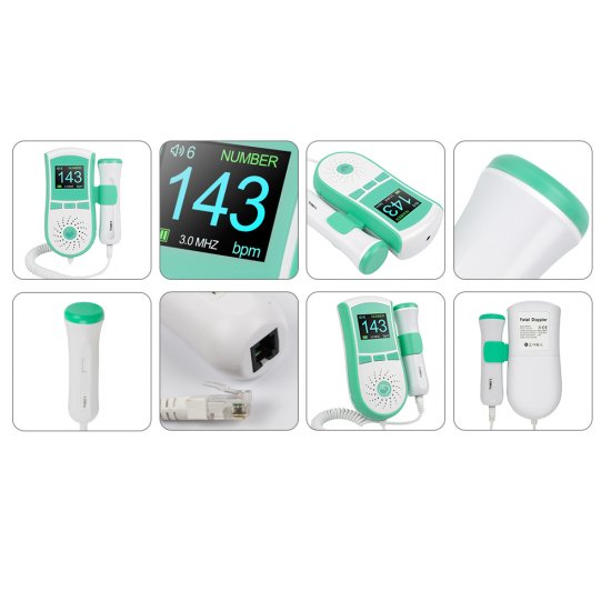 Portable color LCD display fetal heart monitor probe dual interface display