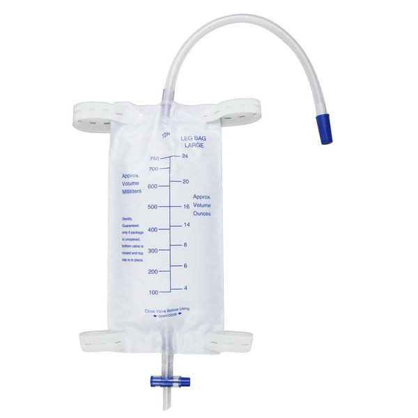 750ml Urinary Drainage Bag Latex Free Urine Leg Bag with Anti-Reflux Valve 5pcs