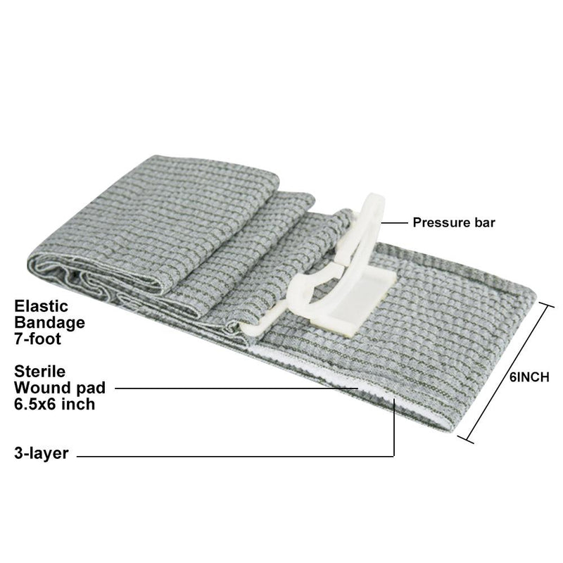 Be Prepared for Emergencies with 2 Israeli Bandage Compression Trauma Wound Dressings - 6inch First Aid Essential Set